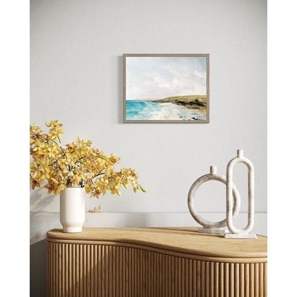 Original Oil Painting Coastal Seascape Impressionist Blue Sky Water 11x14 Signed - Picture 5 of 7